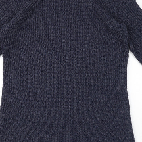 Marks and Spencer Womens Blue Acrylic Jumper Dress Size 14 Round Neck Pullover