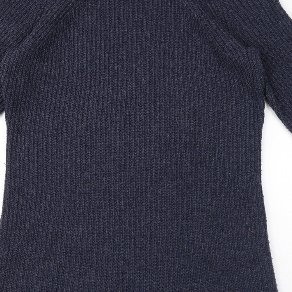 Marks and Spencer Womens Blue Acrylic Jumper Dress Size 14 Round Neck Pullover