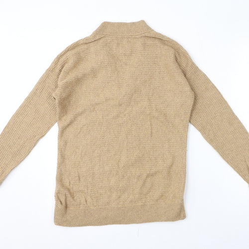 John Lewis Womens Brown V-Neck Nylon Pullover Jumper Size 10