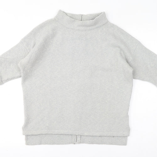 French Connection Womens Grey Mock Neck Acrylic Full Zip Jumper Size XS