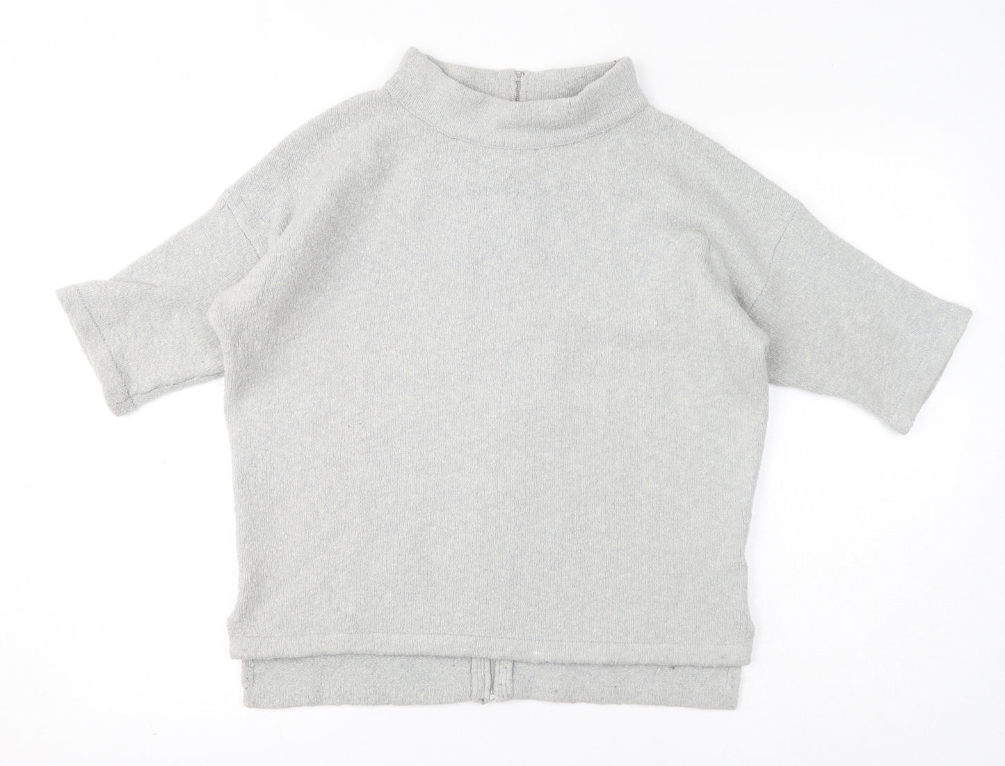 French Connection Womens Grey Mock Neck Acrylic Full Zip Jumper Size XS
