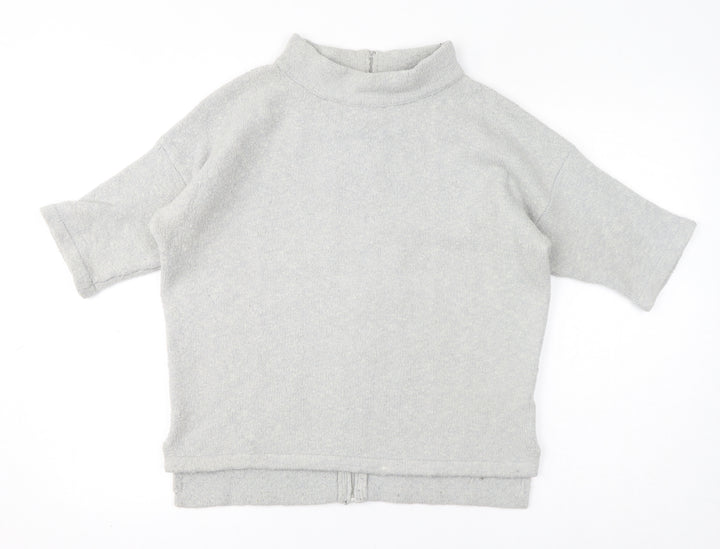 French Connection Womens Grey Mock Neck Acrylic Full Zip Jumper Size XS