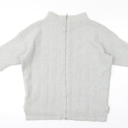 French Connection Womens Grey Mock Neck Acrylic Full Zip Jumper Size XS