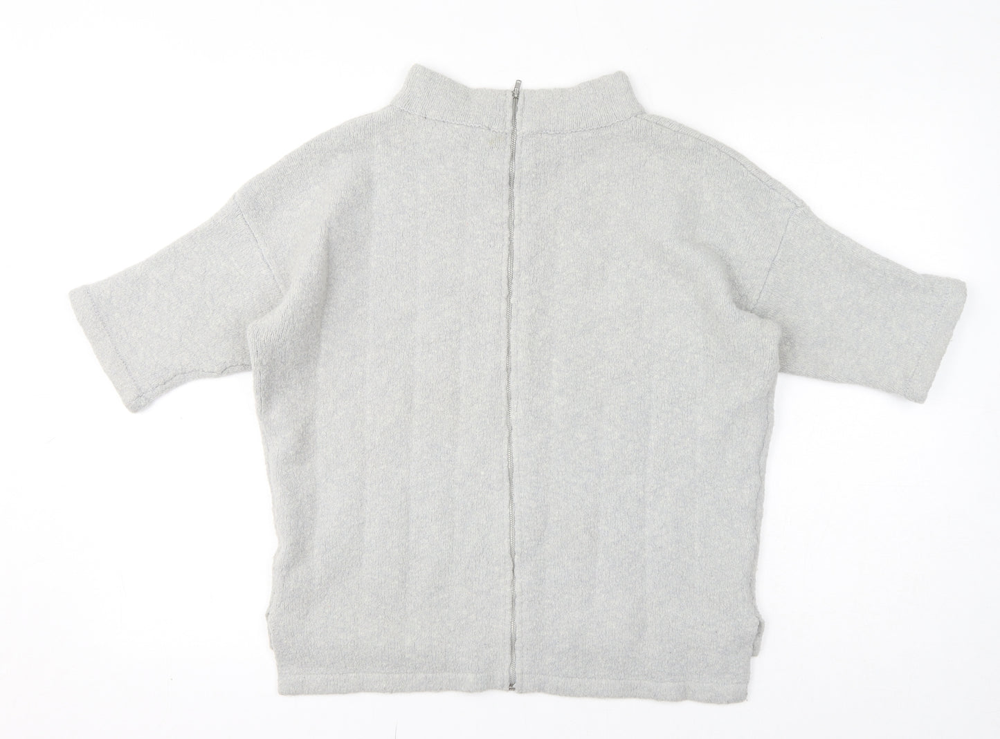 French Connection Womens Grey Mock Neck Acrylic Full Zip Jumper Size XS