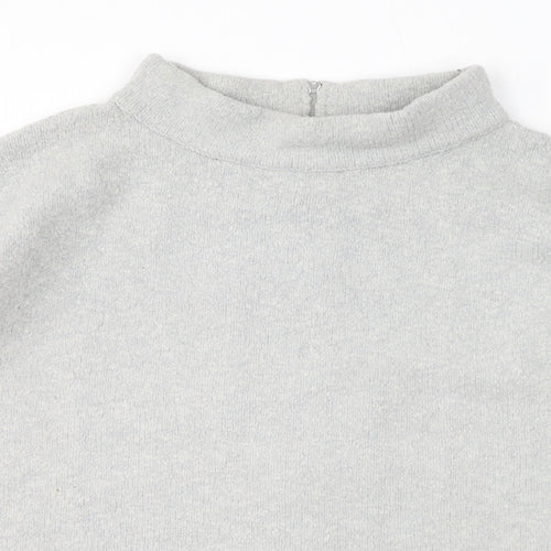 French Connection Womens Grey Mock Neck Acrylic Full Zip Jumper Size XS