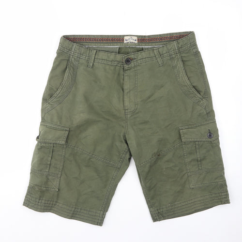 NEXT Mens Green Cotton Cargo Shorts Size 34 in L12 in Regular Zip - Pockets, Belt Loops