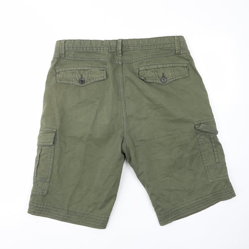 NEXT Mens Green Cotton Cargo Shorts Size 34 in L12 in Regular Zip - Pockets, Belt Loops