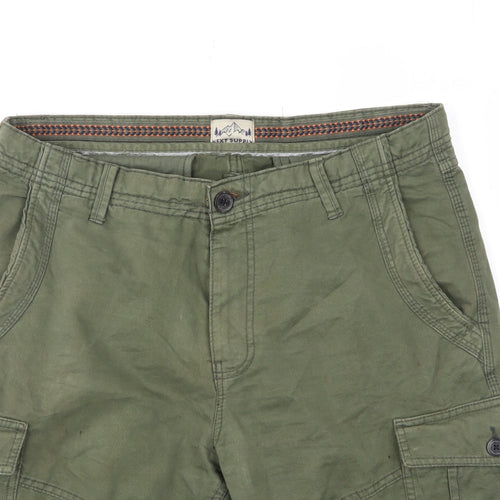 NEXT Mens Green Cotton Cargo Shorts Size 34 in L12 in Regular Zip - Pockets, Belt Loops
