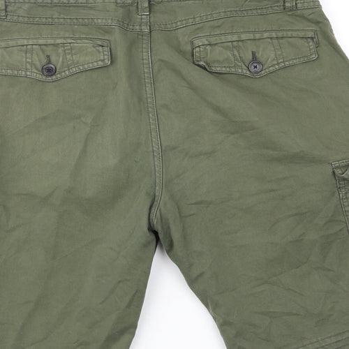 NEXT Mens Green Cotton Cargo Shorts Size 34 in L12 in Regular Zip - Pockets, Belt Loops