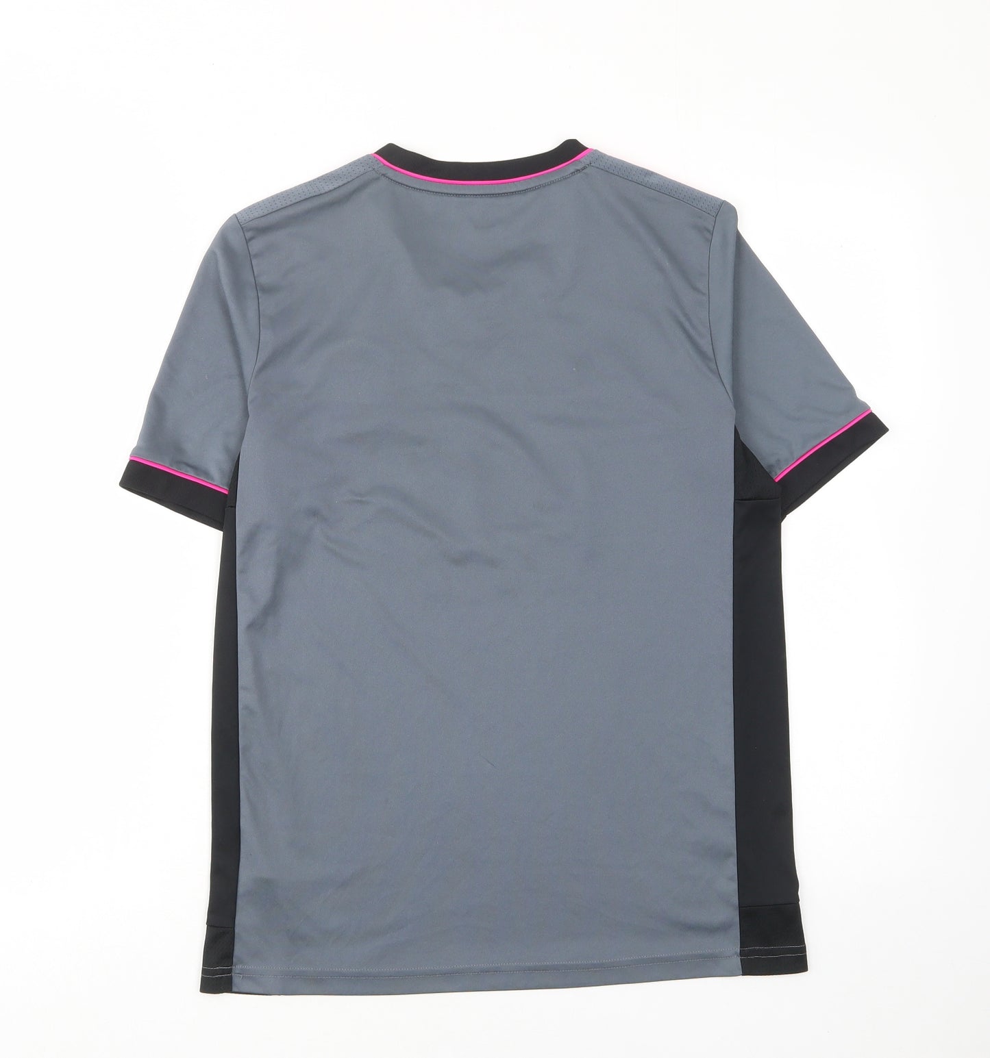 adidas Boys Grey Polyester Basic T-Shirt Size 13-14 Years V-Neck Pullover - Leichester City FC, Embrided, Logo