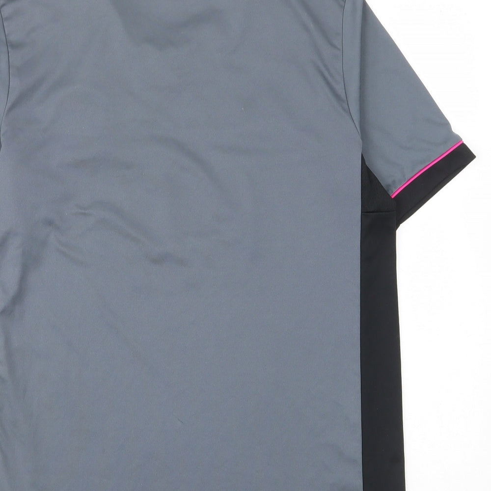 adidas Boys Grey Polyester Basic T-Shirt Size 13-14 Years V-Neck Pullover - Leichester City FC, Embrided, Logo