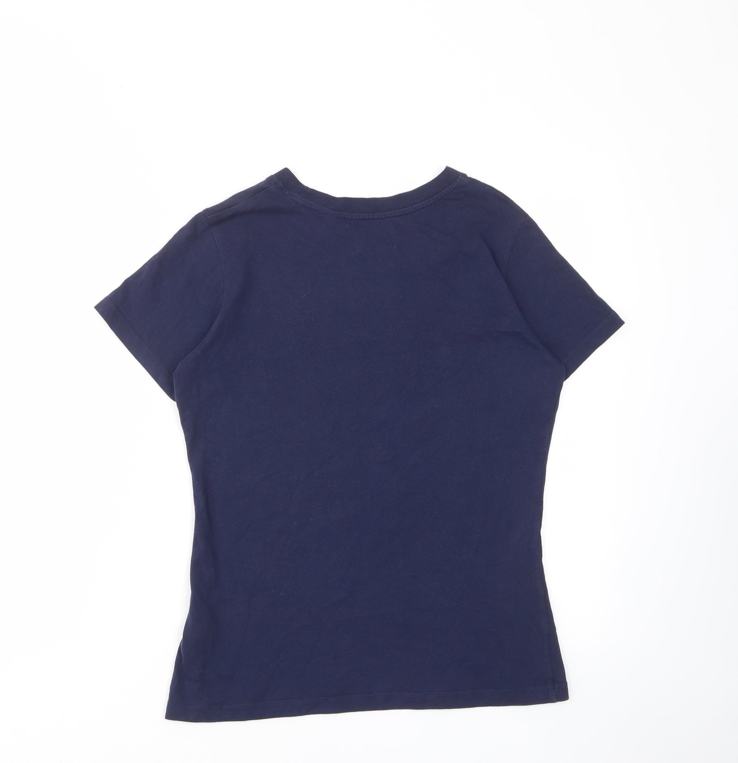 Lee Cooper Womens Blue Cotton Basic T-Shirt Size 10 Crew Neck - Logo, Floral