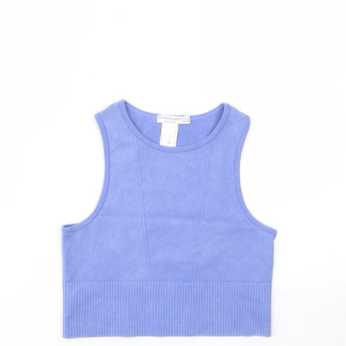 Stradivarius Womens Purple Polyamide Cropped Tank Size M Crew Neck - Stretch