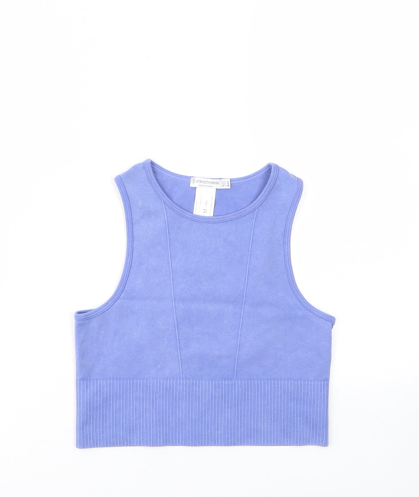 Stradivarius Womens Purple Polyamide Cropped Tank Size M Crew Neck - Stretch