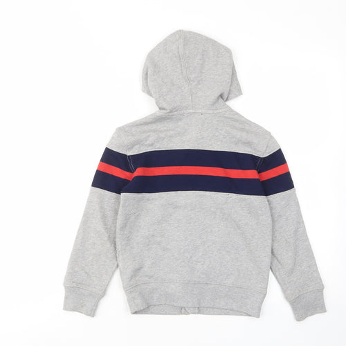 Polo Ralph Lauren Boys Grey Striped Cotton Full Zip Hoodie Size 5 Years Zip - Logo, Embroided, Pockets