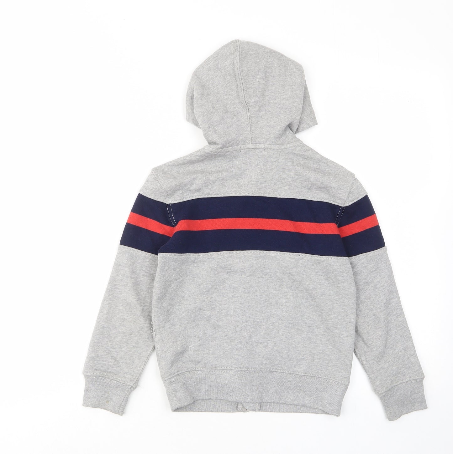 Polo Ralph Lauren Boys Grey Striped Cotton Full Zip Hoodie Size 5 Years Zip - Logo, Embroided, Pockets