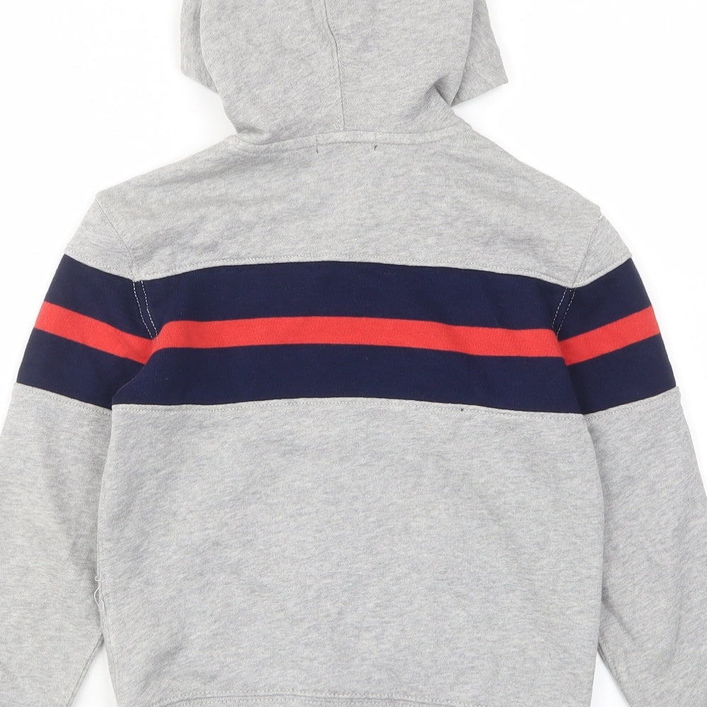 Polo Ralph Lauren Boys Grey Striped Cotton Full Zip Hoodie Size 5 Years Zip - Logo, Embroided, Pockets