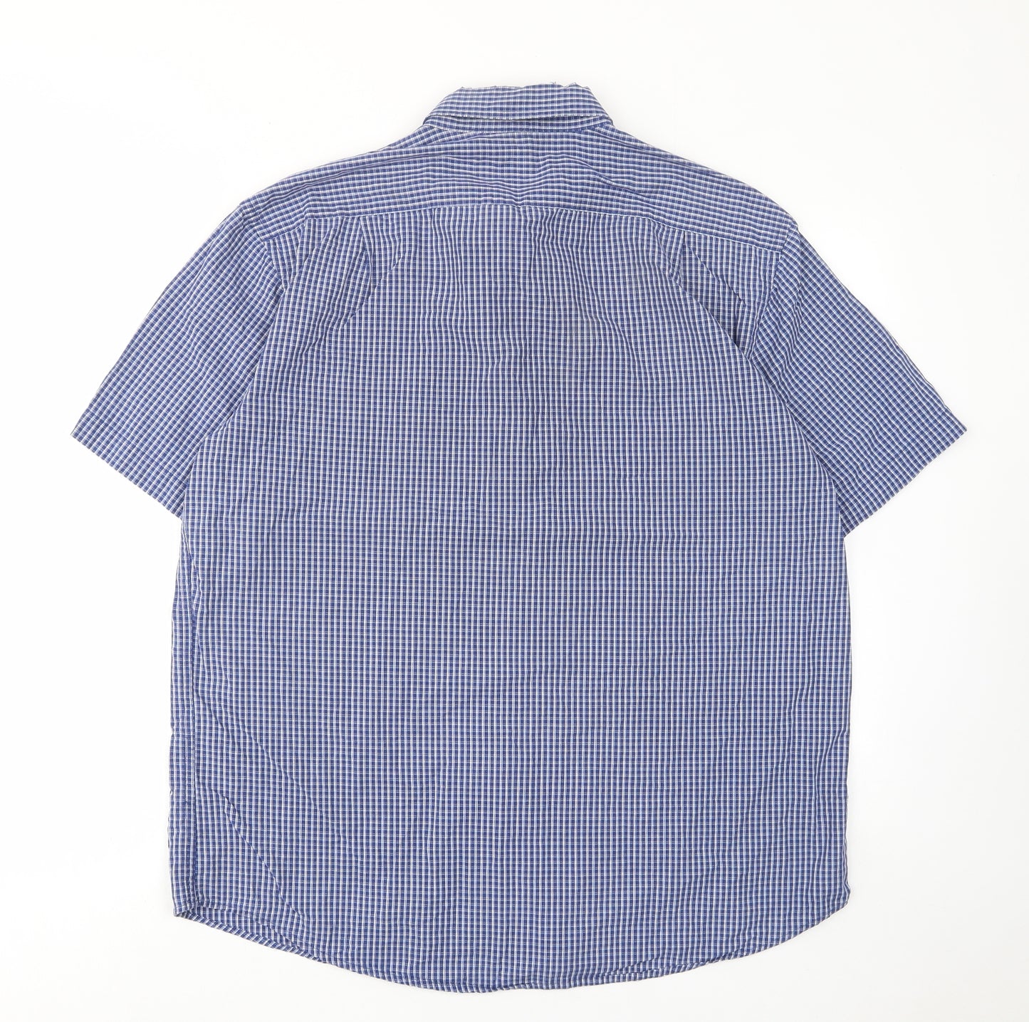 IZOD Mens Blue Plaid Cotton Button-Up Size L Collared Button - Pocket