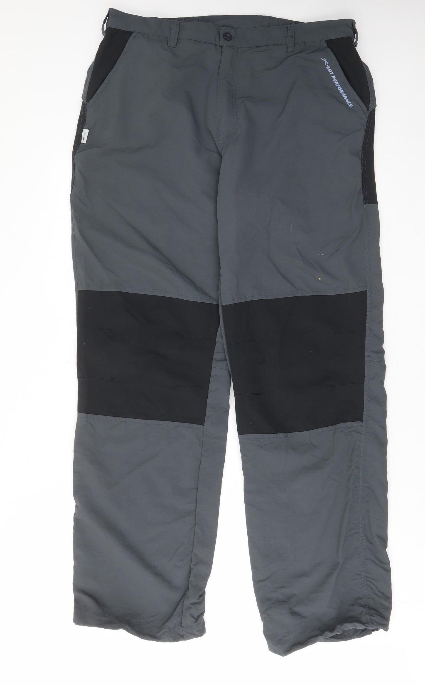 Regatta Mens Grey Polyamide Cargo Trousers Size 36 in L33 in Regular Zip - Logo, Pockets, Zips