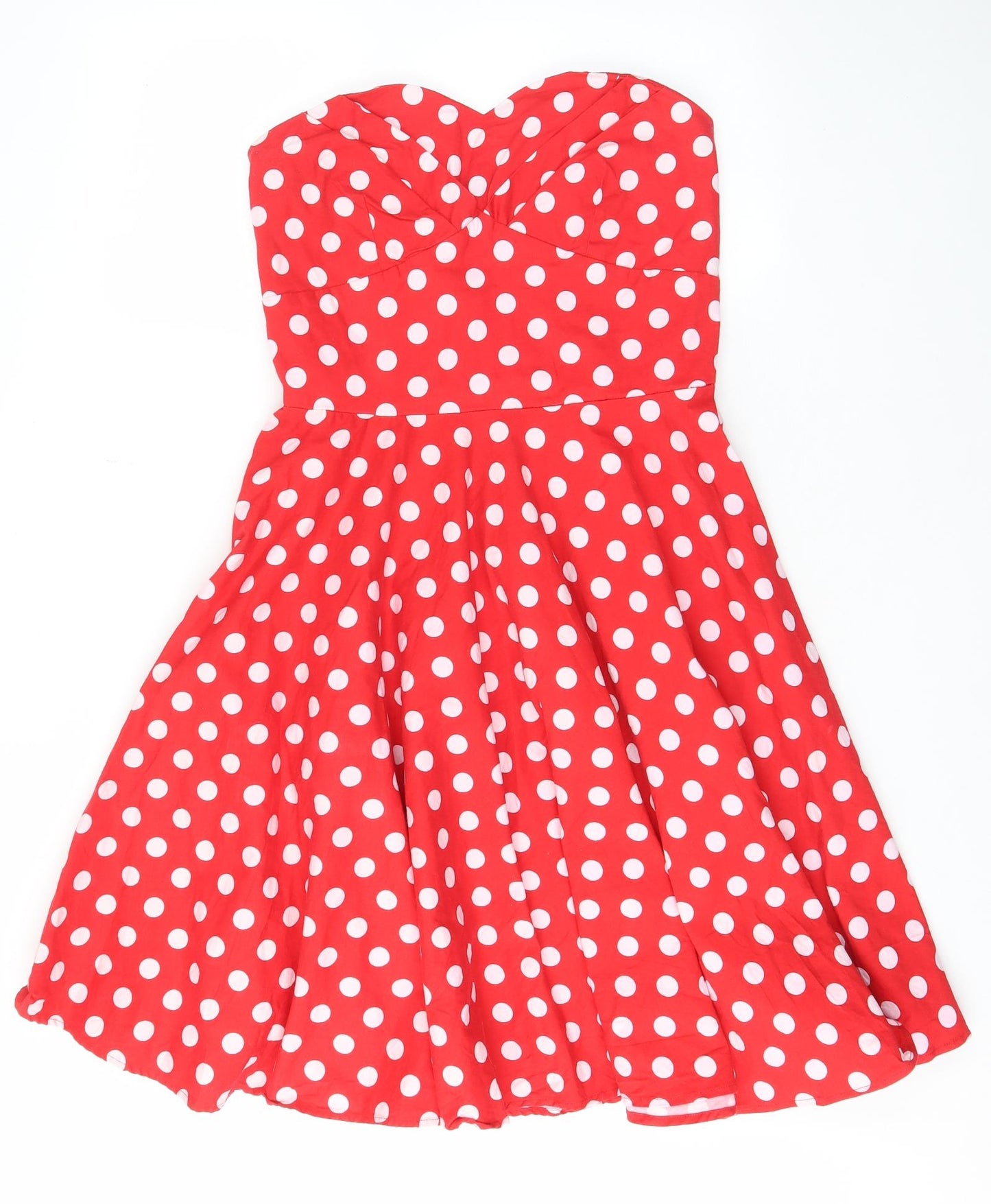 Dolly & Dotty Womens Red Polka Dot Cotton Fit & Flare Size 12 Sweetheart Zip - Layered