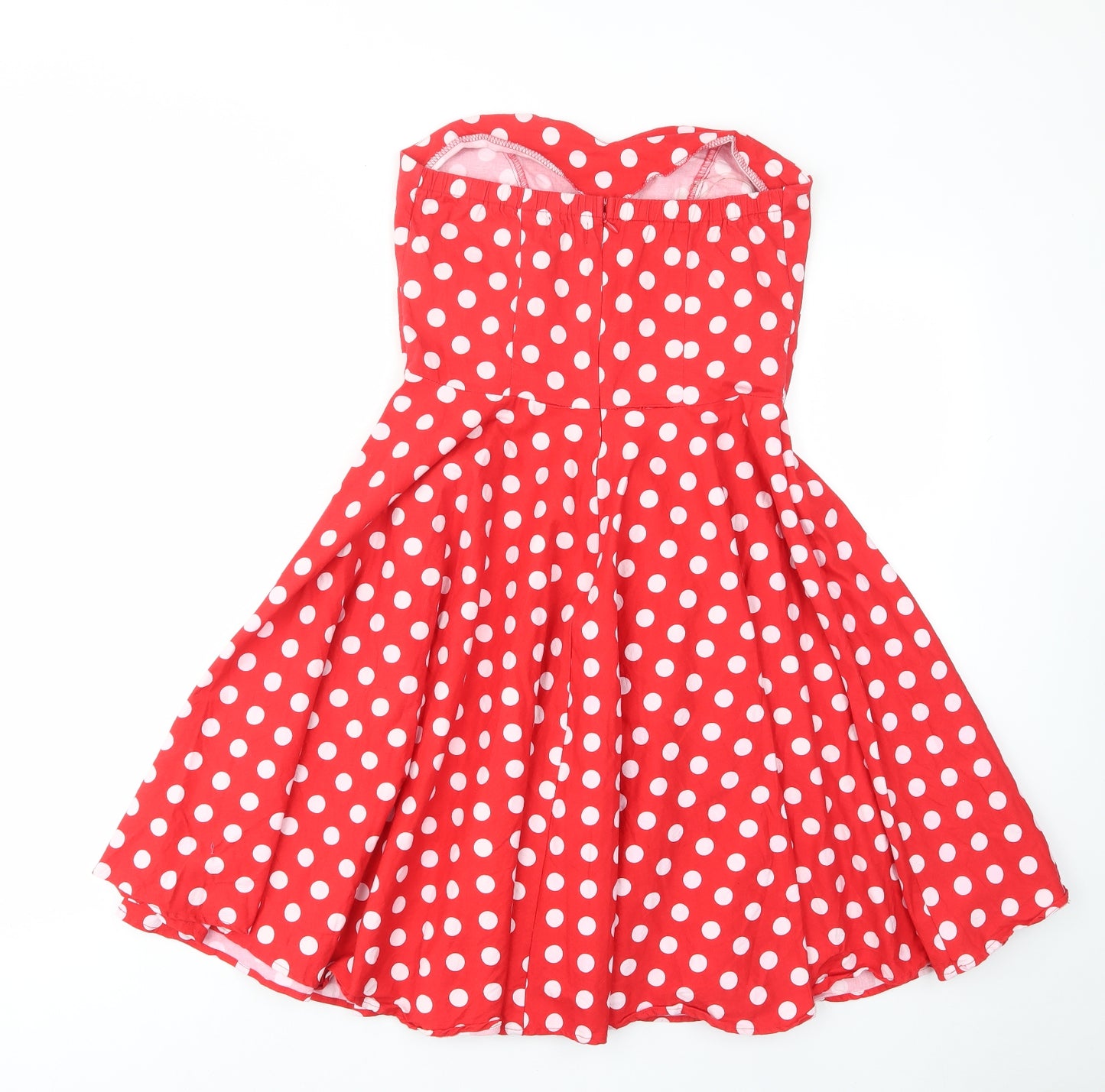 Dolly & Dotty Womens Red Polka Dot Cotton Fit & Flare Size 12 Sweetheart Zip - Layered