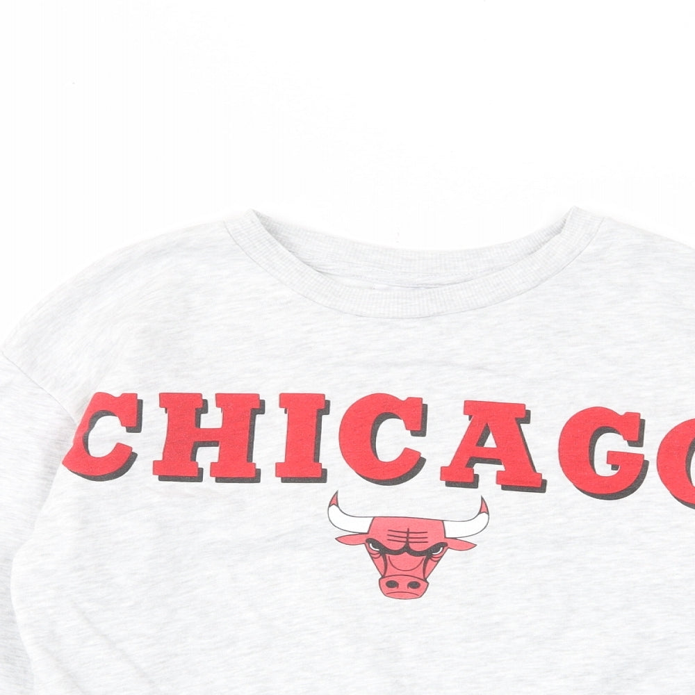 NBA Girls Grey Cotton Pullover Sweatshirt Size 11-12 Years Pullover - Chicago