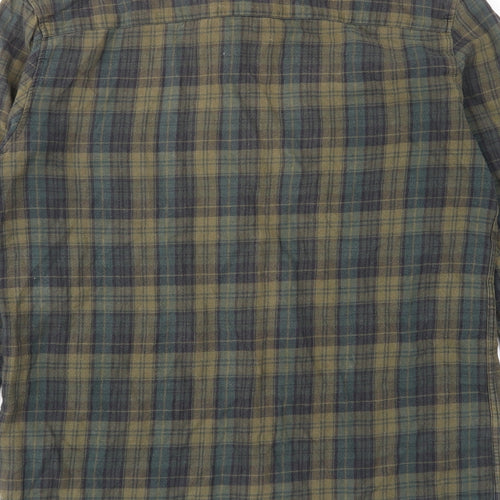 Topman Mens Green Plaid Cotton Button-Up Size S Collared Button - Pocket