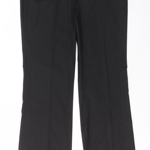 Laura Clement Womens Black Polyester Trousers Size 16 L32 in Regular Hook & Eye - Pockets