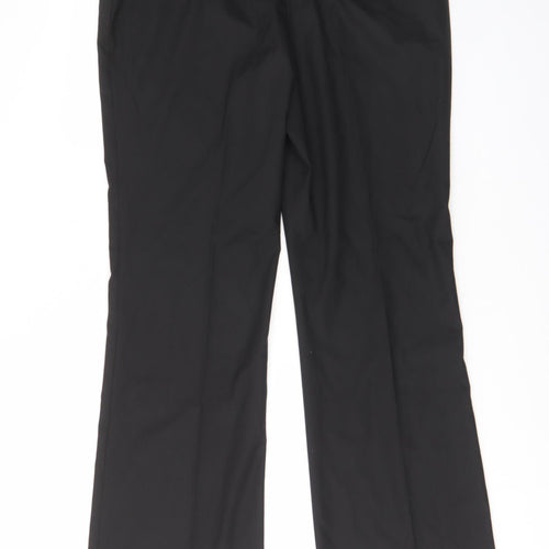Laura Clement Womens Black Polyester Trousers Size 16 L32 in Regular Hook & Eye - Pockets