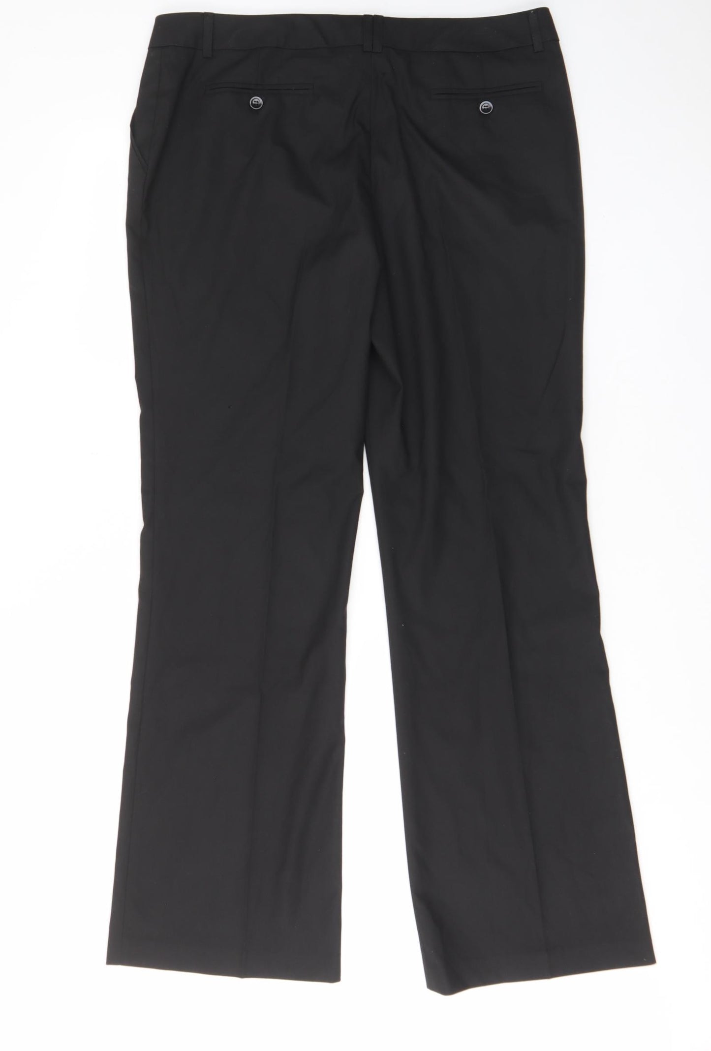 Laura Clement Womens Black Polyester Trousers Size 16 L32 in Regular Hook & Eye - Pockets