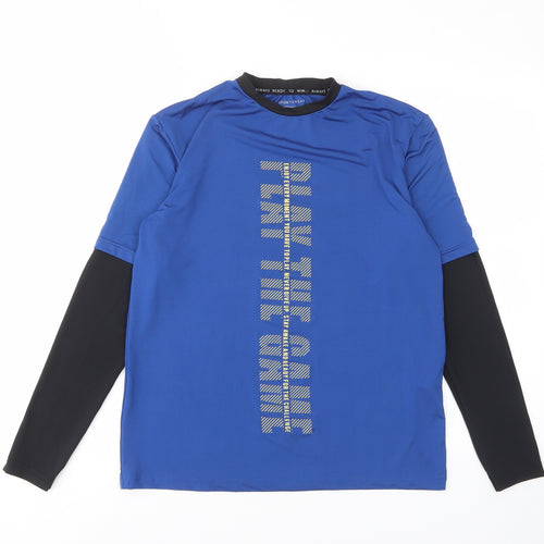Lefties Boys Blue Polyester Basic Casual Size 11-12 Years Crew Neck Pullover - Enjoy every moment you have to play
