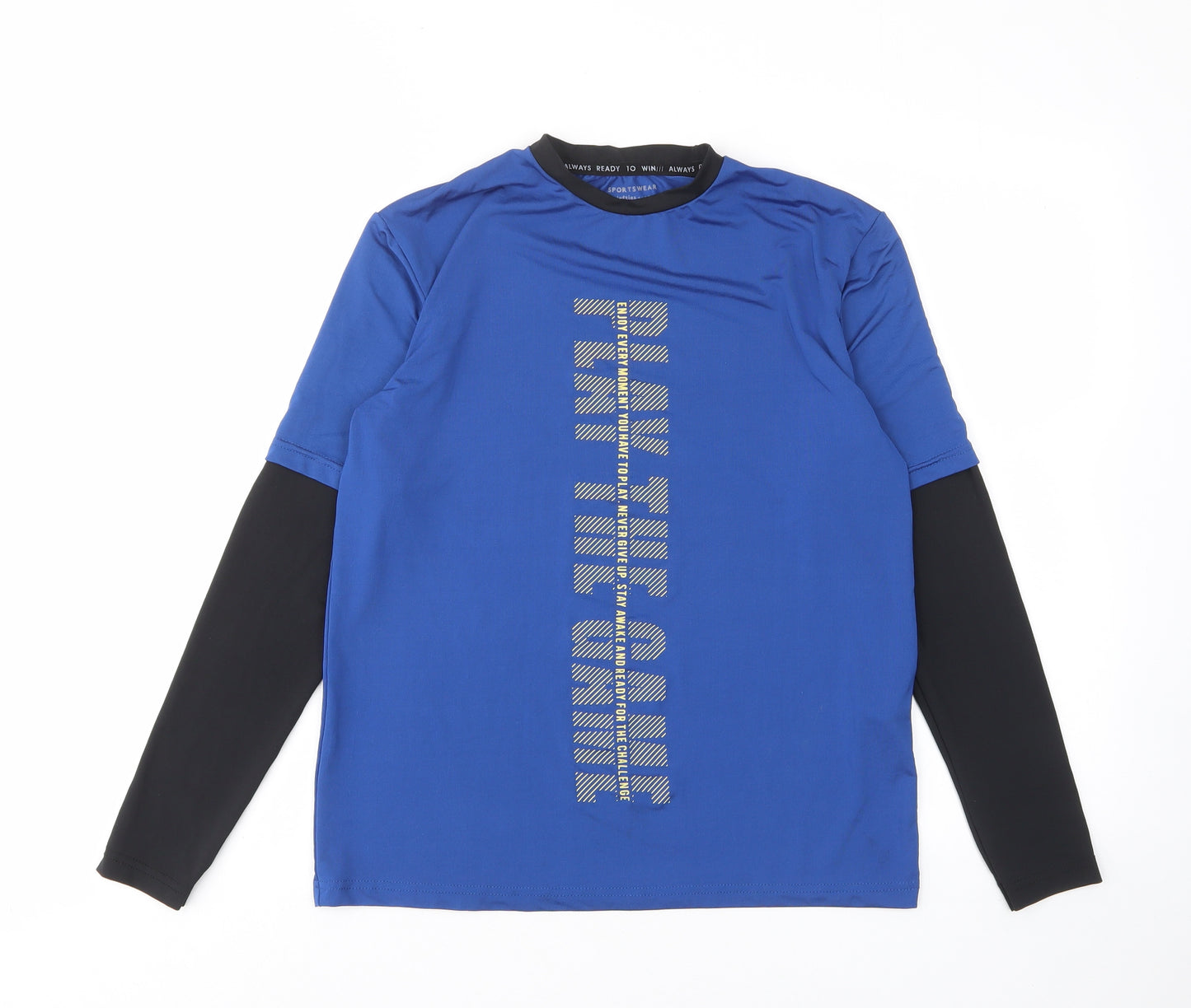 Lefties Boys Blue Polyester Basic Casual Size 11-12 Years Crew Neck Pullover - Enjoy every moment you have to play