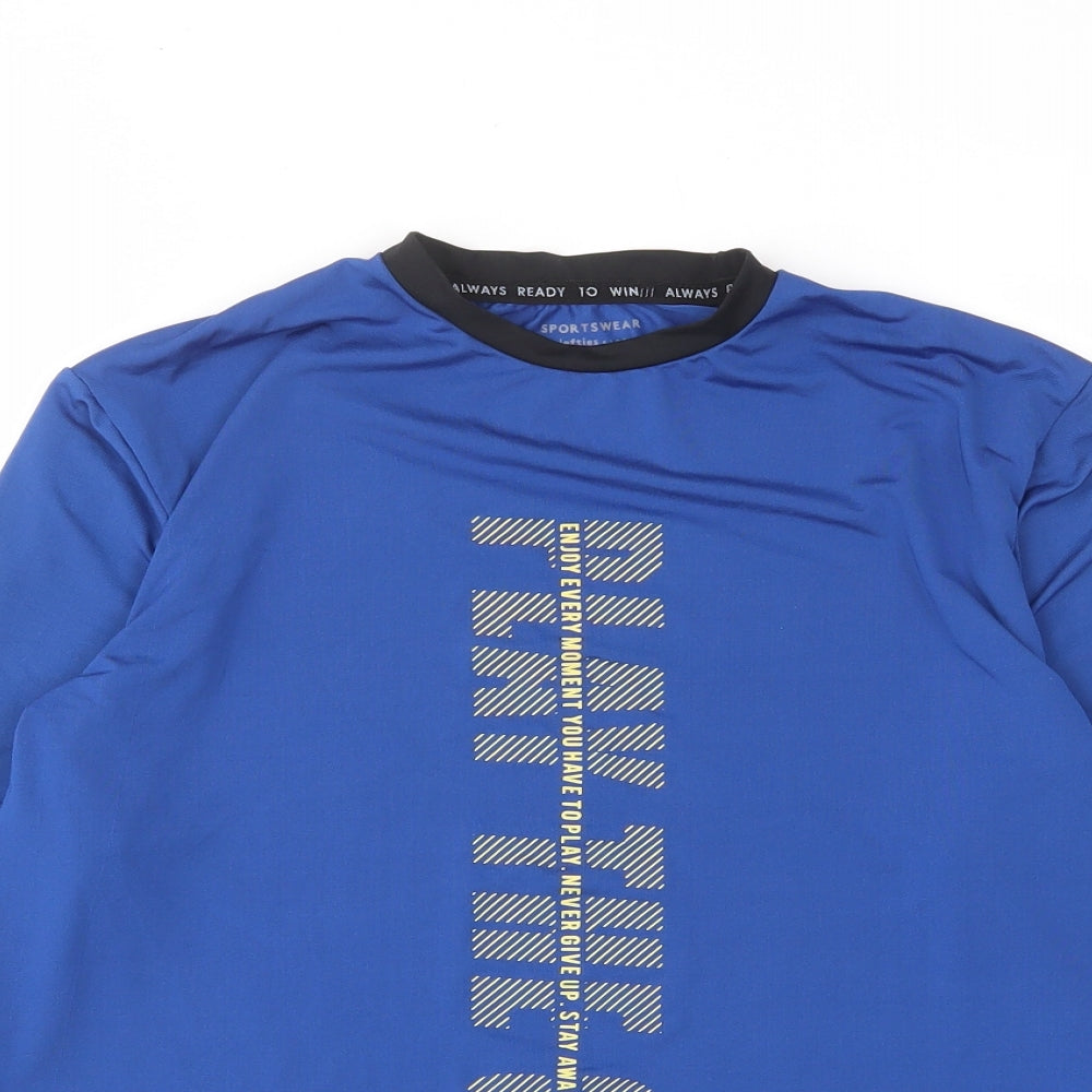 Lefties Boys Blue Polyester Basic Casual Size 11-12 Years Crew Neck Pullover - Enjoy every moment you have to play
