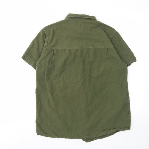 Mountain Warehouse Mens Green Cotton Button-Up Size M Collared Button - Zip Pocket