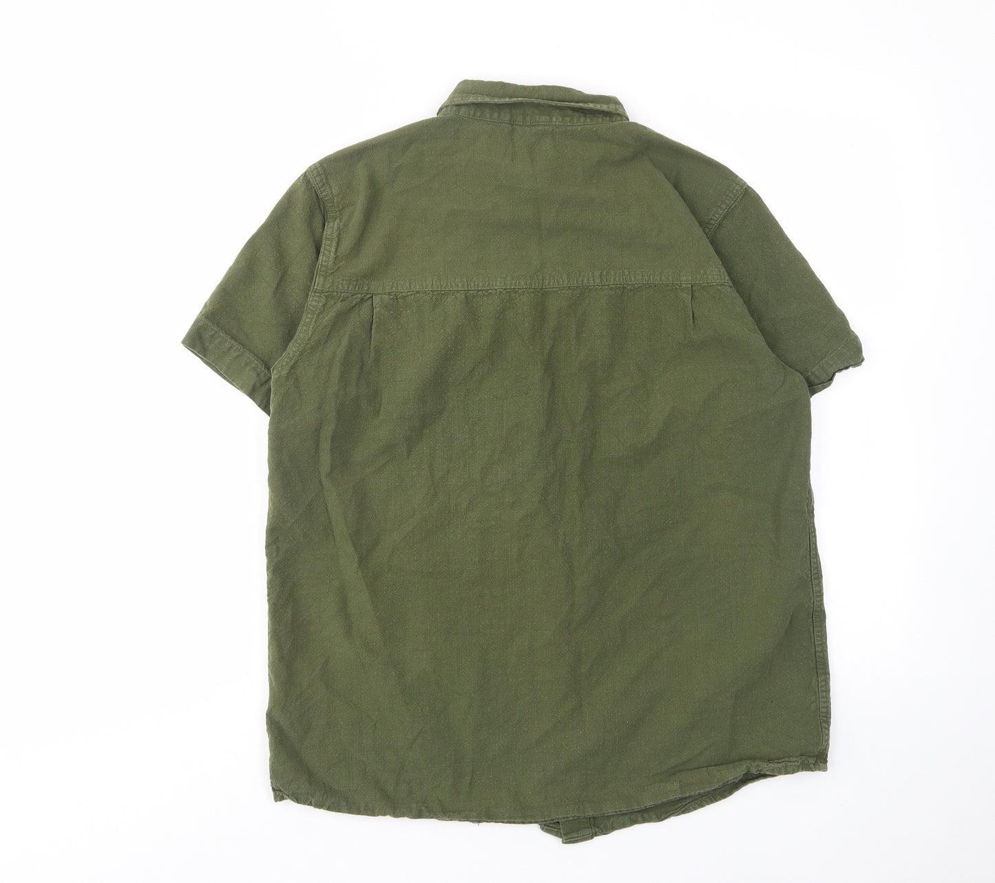 Mountain Warehouse Mens Green Cotton Button-Up Size M Collared Button - Zip Pocket