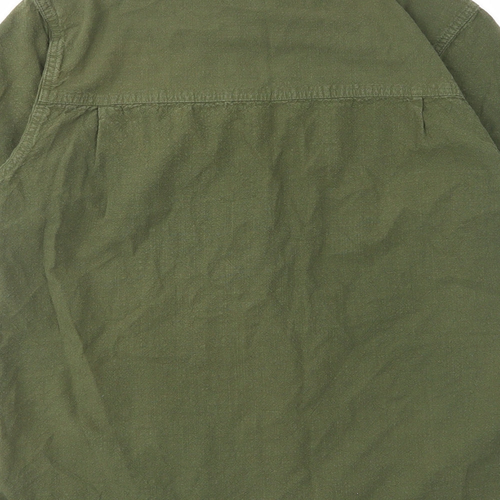 Mountain Warehouse Mens Green Cotton Button-Up Size M Collared Button - Zip Pocket