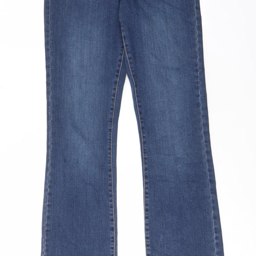 NEXT Womens Blue Cotton Bootcut Jeans Size 10 L33 in Regular Zip - Pockets, Belt Loops
