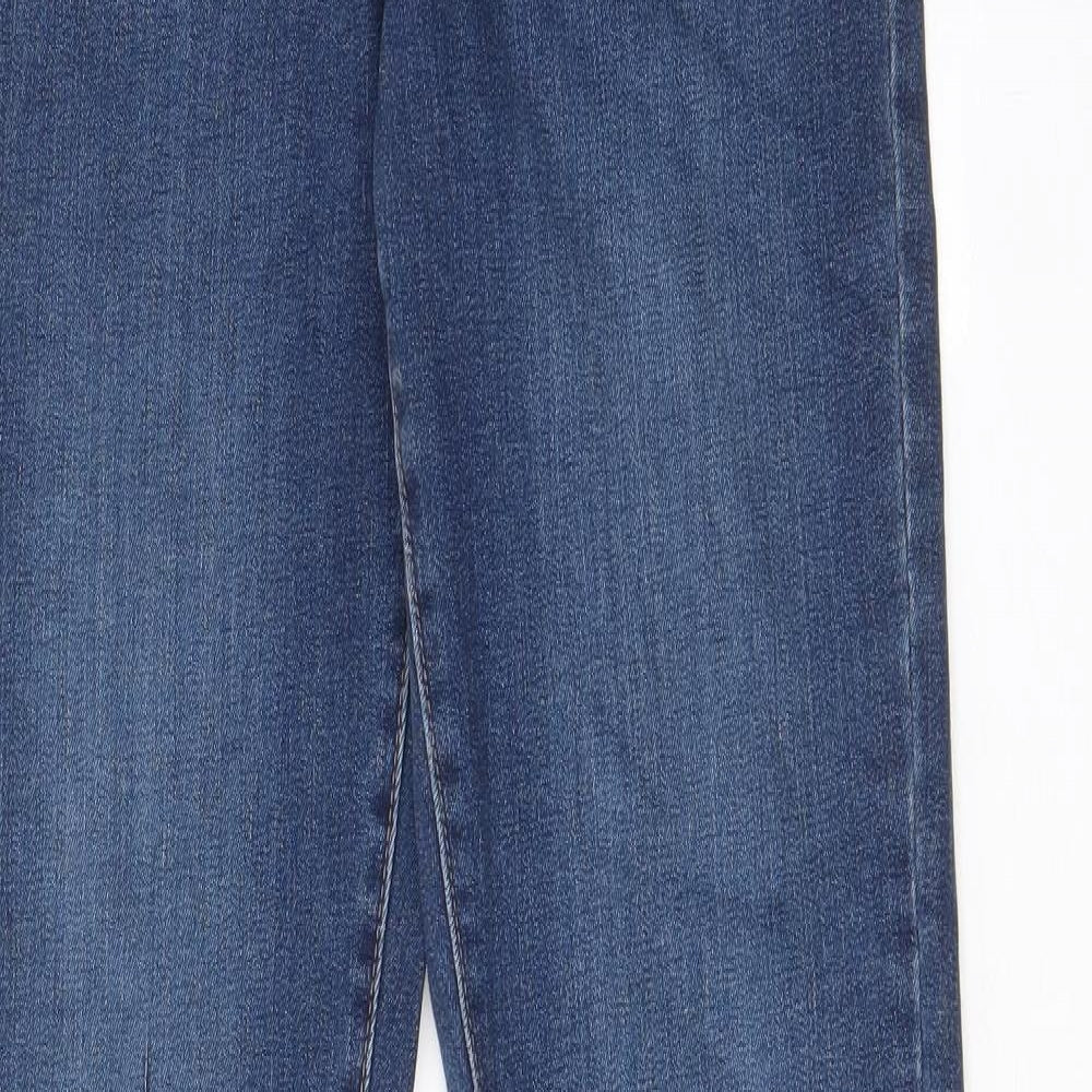 NEXT Womens Blue Cotton Bootcut Jeans Size 10 L33 in Regular Zip - Pockets, Belt Loops