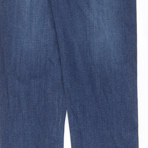 NEXT Womens Blue Cotton Bootcut Jeans Size 10 L33 in Regular Zip - Pockets, Belt Loops