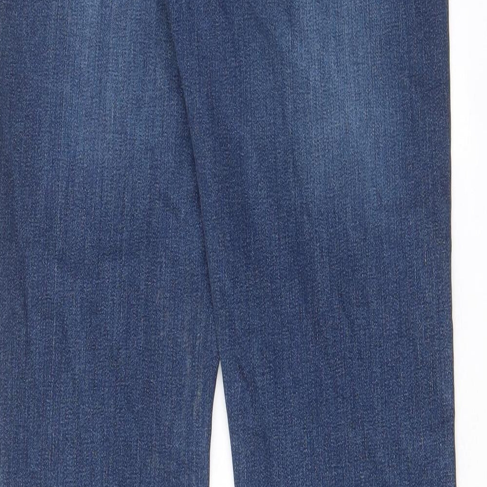 NEXT Womens Blue Cotton Bootcut Jeans Size 10 L33 in Regular Zip - Pockets, Belt Loops