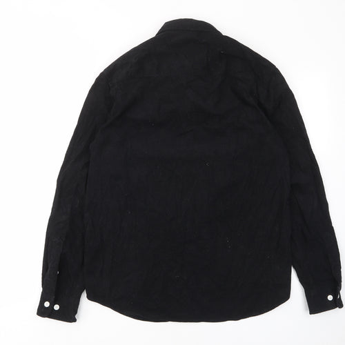 H&M Mens Black Cotton Button-Up Size S Collared Button - Pocket