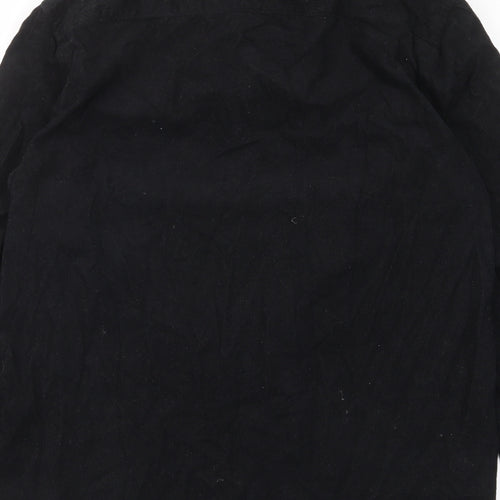 H&M Mens Black Cotton Button-Up Size S Collared Button - Pocket
