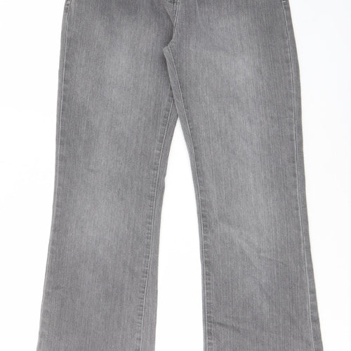 eorge Womens Grey Cotton Bootcut Jeans Size 10 L28 in Regular Zip - Pockets, Belt Loops, Embroided