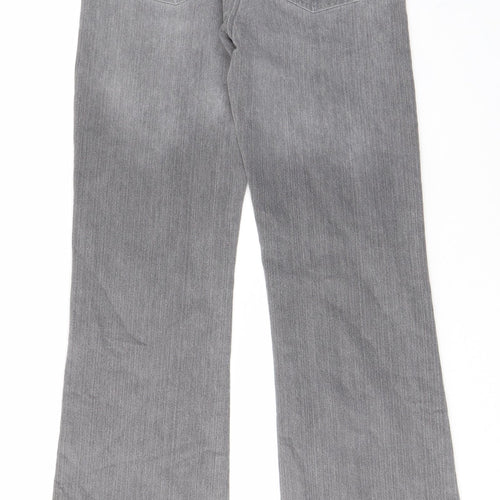 eorge Womens Grey Cotton Bootcut Jeans Size 10 L28 in Regular Zip - Pockets, Belt Loops, Embroided