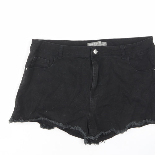 Denim & Co. Womens Black Cotton Basic Shorts Size 20 L3 in Regular Zip - Pockets, Belt Loops