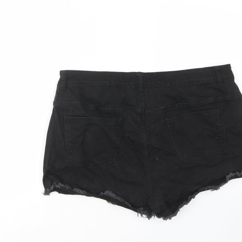 Denim & Co. Womens Black Cotton Basic Shorts Size 20 L3 in Regular Zip - Pockets, Belt Loops