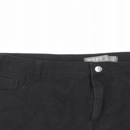Denim & Co. Womens Black Cotton Basic Shorts Size 20 L3 in Regular Zip - Pockets, Belt Loops