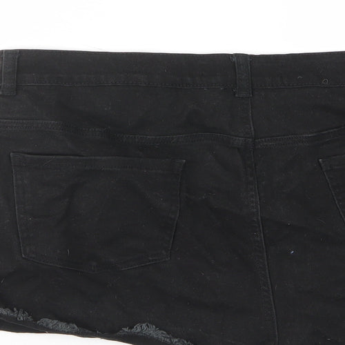 Denim & Co. Womens Black Cotton Basic Shorts Size 20 L3 in Regular Zip - Pockets, Belt Loops