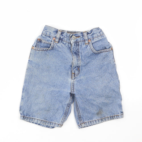 Adams Boys Blue Cotton Bermuda Shorts Size 6 Years L6 in Regular Zip - Pockets, Belt Loops, Elastic waist