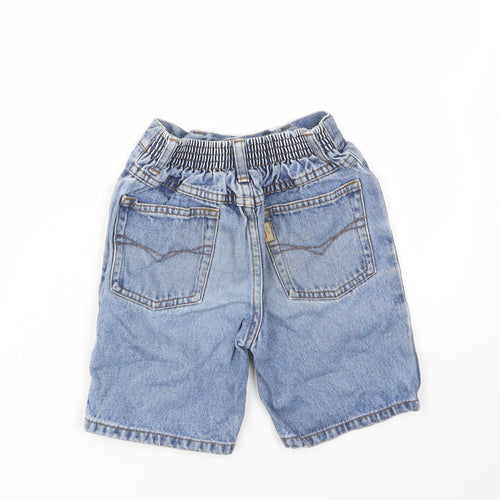 Adams Boys Blue Cotton Bermuda Shorts Size 6 Years L6 in Regular Zip - Pockets, Belt Loops, Elastic waist